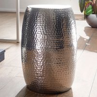 FineBuy Design Beistelltisch rund 30 cm Metall - Orientalischer Wohnzimmertisch Hammerschlag Aluminium - Kleiner Couchtisch - Moderner Dekotisch Alu – Ansicht 1