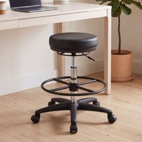 FineBuy Arbeitshocker Schwarz Rund Sitzhocker Rollen gebremst Arbeitsstuhl 120KG Hocker höhenverstellbar – Ansicht 1