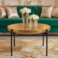 FineBuy Couchtisch Aluminium Rund 63cm Gold - Moderner Wohnzimmertisch Orientalisch - Eleganter Sofatisch Orient - Kaffeetisch Metall - Design Loungetisch Beist – Ansicht 1