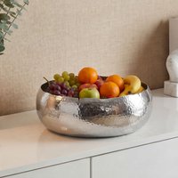 FineBuy Obstschale Rund Schale Metall 35cm Tischdeko - Moderner Obstkorb Hammerschlag aus Aluminium - Elegante Alu Früchteschale Handmade