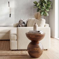 FineBuy Beistelltisch Mango Massivholz 35cm Natur Rund Anstelltisch - Design Couchtisch - Kleiner Abstelltisch Holz - Wohnzimmertisch Kaffeetisch Handmade – Ansicht 1