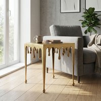 FineBuy Beistelltisch 45,5cm Aluminium Tisch Quadratisch - Design Anstelltisch Alu Modern Drops - Wohnzimmertisch Metall Tropfen - Metalltisch Dekotisch Couchti – Ansicht 1