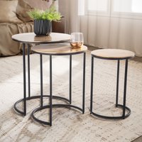 FineBuy Design 3er Couchtisch Set rund aus Aluminium gold - Metall Wohnzimmertisch mit schwarzem Rahmen - Satztisch - Beistelltische - Dekotisch 3 teilig – Ansicht 1