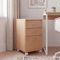 FineBuy Rollcontainer OTTAWA 40 x 60 x 45 cm Unterschrank mit Rollen Buche, Rollwagen mit Schubladen, Roll-Schrank Büro, Kosmetikwagen Make Up Wagen, Container  – Ansicht 1