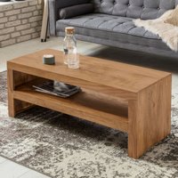 FineBuy Couchtisch Sheesham Massivholz 110cm - Rechteckiger Wohnzimmertisch mit Ablagefach - Handgefertigter Sofatisch aus Echtholz im natürlichen Landhaus Desi – Ansicht 1