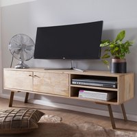 FineBuy HiFi Lowboard SIKAR Mango Massivholz TV Kommode 145x47x35 cm, Fernsehschrank mit 2 Türen, Fernsehtisch Ablagefach, Fernsehkommode TV Möbel, TV-Board – Ansicht 1
