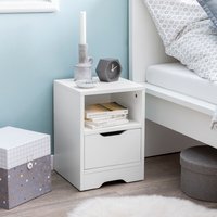 FineBuy Nachtkonsole SV51475 31x43x31 cm 1 Schublade und Ablagefach, Nachtkommode mit Stauraum, Nachttisch Schlicht Modern, Nachtschränkchen Klein, Bettkommode  – Ansicht 1