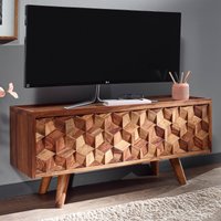 FineBuy Lowboard Sheesham Massivholz 90 cm - Kommode mit Klapptür - TV Schrank Sideboard - Fernsehschrank - Fernsehtisch - Fernsehkommode Wohnzimmerschrank – Ansicht 1