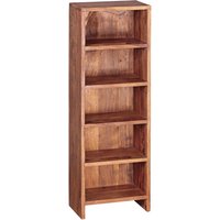 FineBuy CD Regal Massivholz Standregal 90 cm hoch CD-Aufbewahrung 5 Fächer Bücherregal Natur Landhaus-Stil – Ansicht 1
