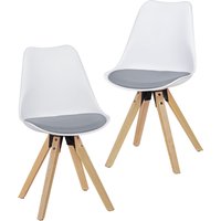 FineBuy Design Esszimmerstühle 2er Set SV43912 Skandinavische Stühle mit Holzbeinen, Retro Stuhlset Kunststoff, Küchenstühle mit Kunstleder, Lehnenstuhl Modern, – Ansicht 1