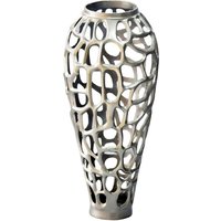 FineBuy Bodenvase Aluminium Silber - Design Blumenvase Groß - Metallvase Modern - Dekovase rund für Trockenblumen - Standvase Hoch - Wohnzimmer Deko - Wohndeko  – Ansicht 1