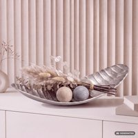 FineBuy Dekoschale Oval Aluminium Schale 60cm - Design Schmuckschale Metall Wohnzimmer - Alu Wohnaccessoire Modern - Metallschale Dekoration - Aluschale lang sc