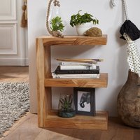 FineBuy Beistelltisch Massivholz E Cube 60cm hoch Wohnzimmer-Tisch Design braun Landhaus Couchtisch Farbe wählbar – Ansicht 1