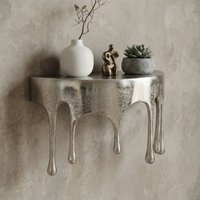 FineBuy Wandregal Aluminium Silber Tropfen Optik - Ausgefallenes Hängeregal Metall - Design Drops Schweberegal Alu - Modernes Wandboard Dekoregal Handmade – Ansicht 1
