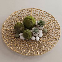 FineBuy Dekoschale Rund Schale Metall 44cm Tischdeko - Moderne Metallschale mit Fuß aus Aluminium - Elegante Aluschale - Alu Dekoteller Obstschale Handmade