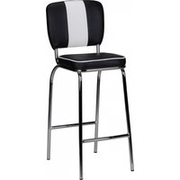 FineBuy 4er Set Barhocker American Diner 50er Jahre Retro Barstuhl, Sitzfläche mit Rücken-Lehne, Fußstütze, Sitzhöhe 76 cm