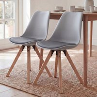 FineBuy Design Esszimmerstühle 2er Set SV43912 Skandinavische Stühle mit Holzbeinen, Retro Stuhlset Kunststoff, Küchenstühle mit Kunstleder, Lehnenstuhl Modern,