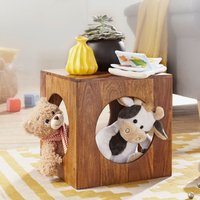 FineBuy Beistelltisch Sheesham Massivholz 35x35x35 cm Cube Wohnzimmertisch, Design Aufbewahrungstisch modern, Kleiner Holztisch in Würfel-Form, Quadratischer De
