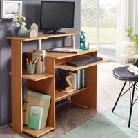 FineBuy Computertisch 94x90,5x48,5 cm Laptop Tisch Modern mit Tastaturauszug, PC-Tisch mit Drucker-Ablage platzsparend, Schreibtisch für kleine Räume mit Ablage – Ansicht 1