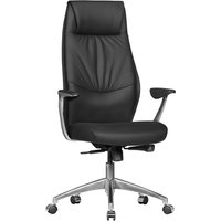 FineBuy Bürostuhl Echt-Leder Schreibtischstuhl 120KG Chefsessel mit Synchronmechanik Drehstuhl – Ansicht 1