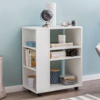 FineBuy Regal 60x35x75 cm Regalwagen mit Rollen Holz, Schmales Küchen-Regal, Telefontisch Rollwagen Modern, Bücher-Regal schmal Standcontainer Hoch