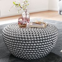 FineBuy Design Couchtisch rund 60 cm Metall - Handgefertigter runder Wohnzimmertisch aus Aluminium - Alu Loungetisch - Dekotisch