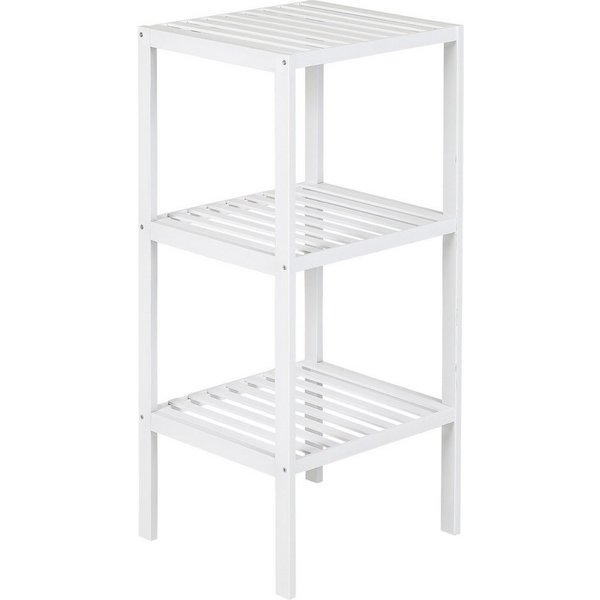 axentia Regal Bambus, Standregal, Holzregal, weiß, Badregal, 3 Ablagen, weiß
