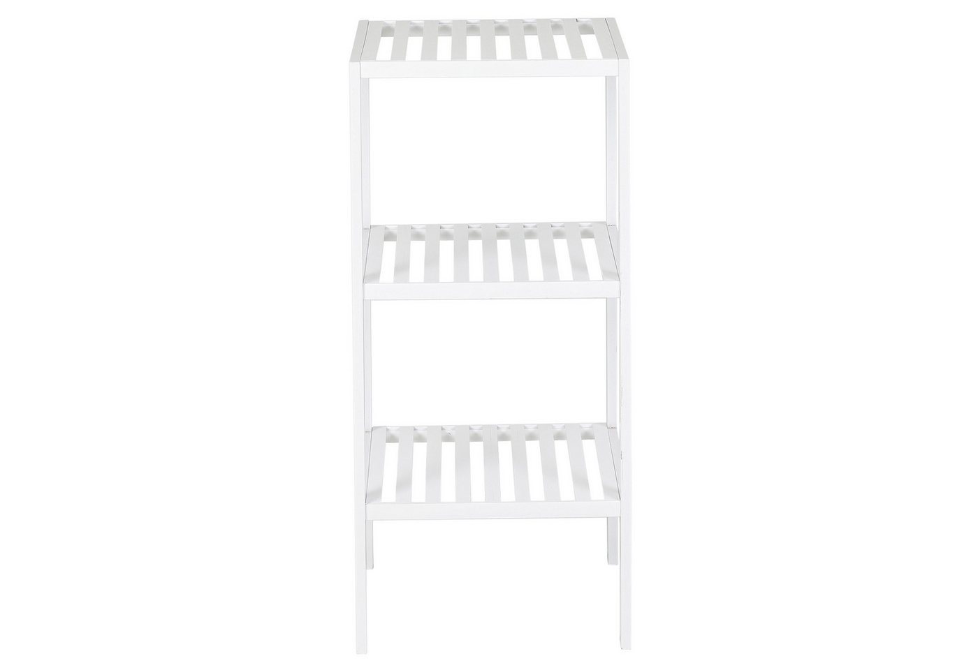 axentia Regal Bambus, Standregal, Holzregal, weiß, Badregal, 3 Ablagen, weiß – Bild 2 von 5