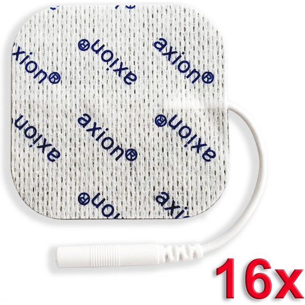 Axion Elektrodenpads passend zu Revitive, Prorelax, Promed, axion - 5x5cm, 16 St.,2mm Steckanschluss, selbstklebende TENS EMS Elektroden