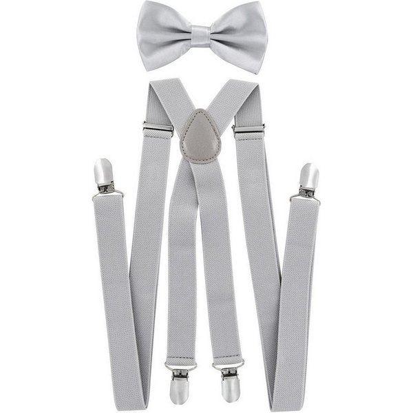 axy Hosenträger Herren Hosenträger mit Fliege Set (2-St., 2er Set) 4 Stabile Clips X-Form 2,5cm Breit verstellbar und elastisch