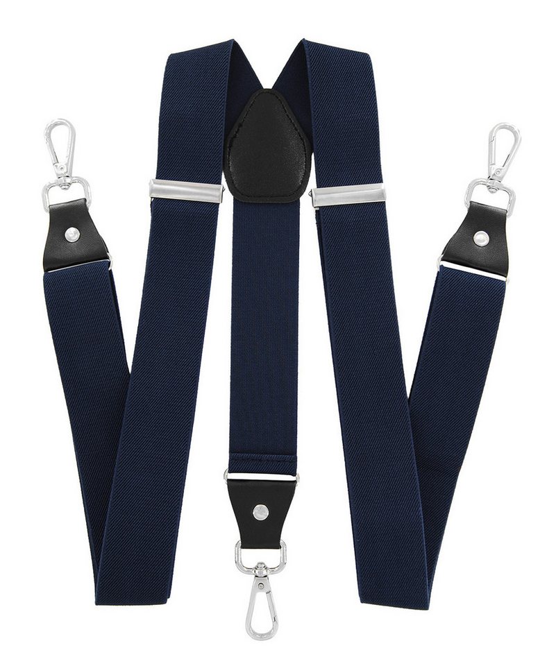 axy Hosenträger Herren Y-Form 3,5 cm breit, elastisch, mit 3 robusten Karabinern verstellbar 120cm Lang für Anzug Jeans Chinos Rockabilly Suspenders – Bild 2 von 5