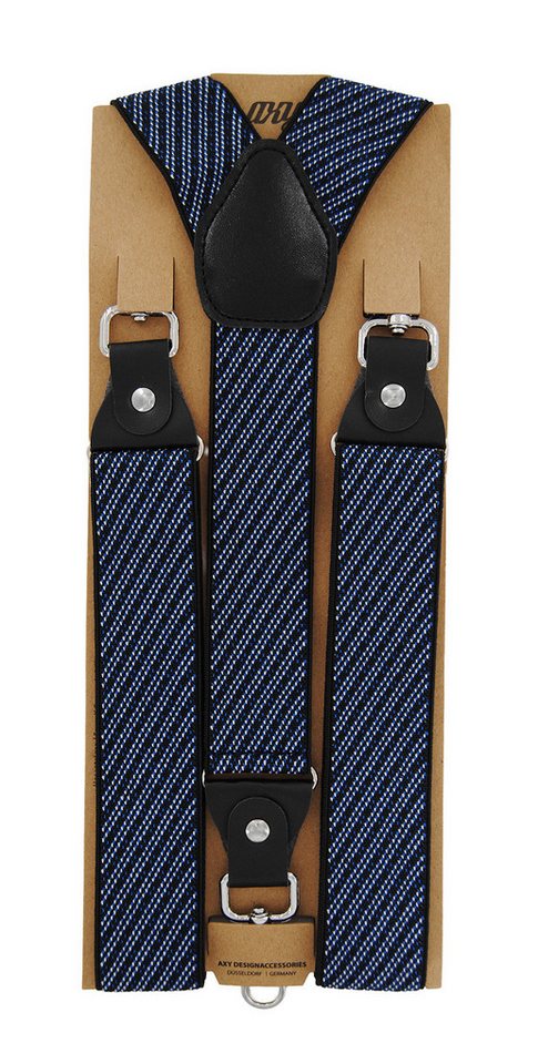 axy Hosenträger Herren Y-Form 3,5 cm breit, elastisch, mit 3 robusten Karabinern verstellbar 120cm Lang für Anzug Jeans Chinos Rockabilly Suspenders – Bild 3 von 5