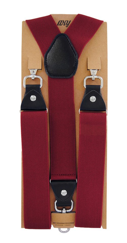 axy Hosenträger Herren Y-Form 3,5 cm breit, elastisch, mit 3 robusten Karabinern verstellbar 120cm Lang für Anzug Jeans Chinos Rockabilly Suspenders – Bild 3 von 5