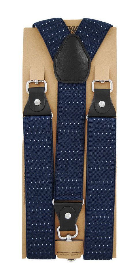 axy Hosenträger Herren Y-Form 3,5 cm breit, elastisch, mit 3 robusten Karabinern verstellbar 120cm Lang für Anzug Jeans Chinos Rockabilly Suspenders – Bild 3 von 5