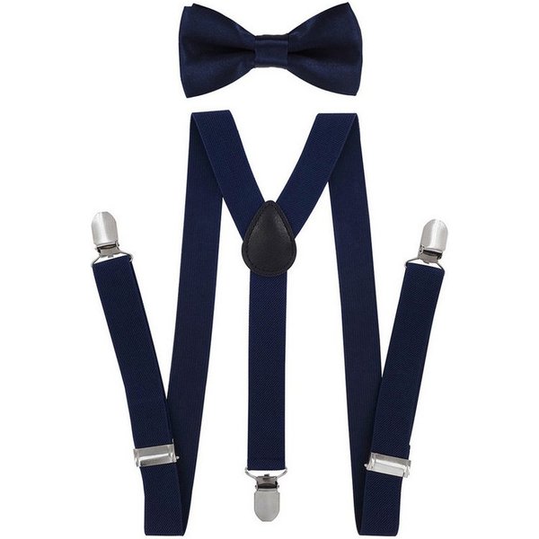 axy Hosenträger Kinder Jungen Hosenträger und Fliege set für Kinder 7-12 Jahren (2-St., 2er Set) Hosenträger mit farblich passender Fliege, verstellbar und elas