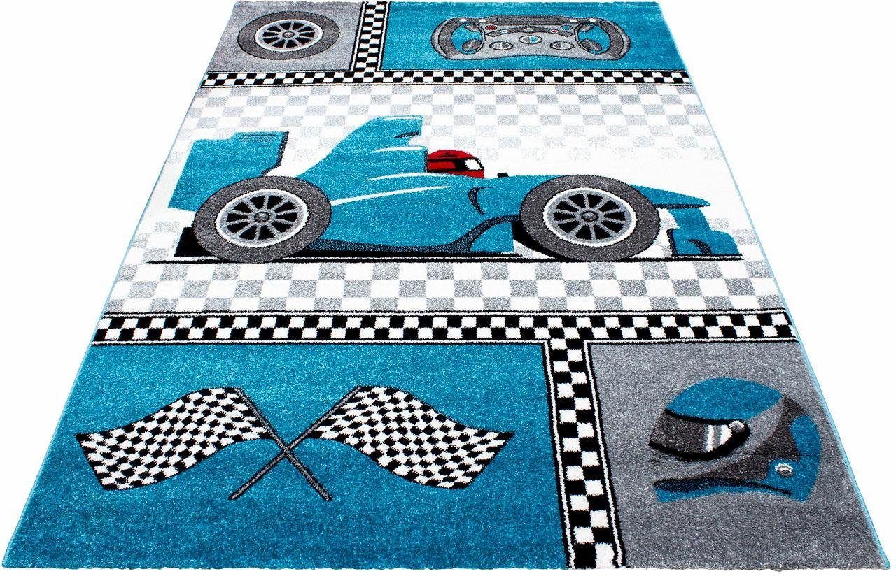 Ayyildiz Teppiche Kinderteppich Kids 460, auch in rund erhältlich, rechteckig, Höhe: 12 mm, Kurzflor, Motiv Rennwagen, Auto, Spielteppich – Bild 2 von 5