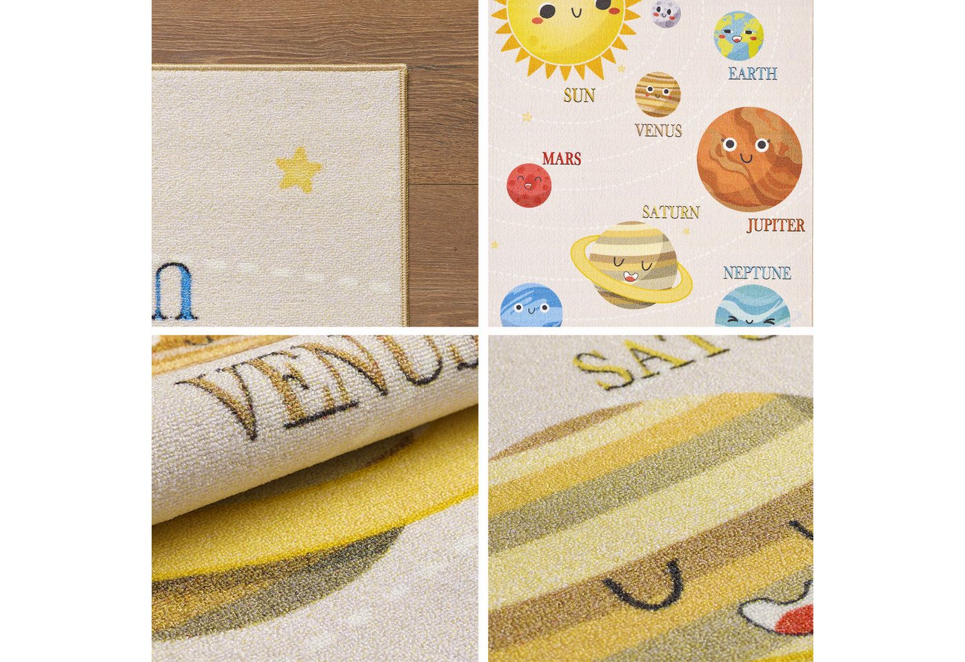 Ayyildiz Teppiche Kinderteppich PLAY 2019, rechteckig, Höhe: 8 mm, rutschhemmend, Motiv Weltall, Monde, Sonnensystem, Kurzflor – Bild 4 von 5