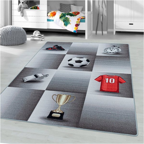Ayyildiz Teppiche Kinderteppich PLAY 2906, rechteckig, Höhe: 6 mm, robuster Kurzflor, Fussball, Kinderzimmer