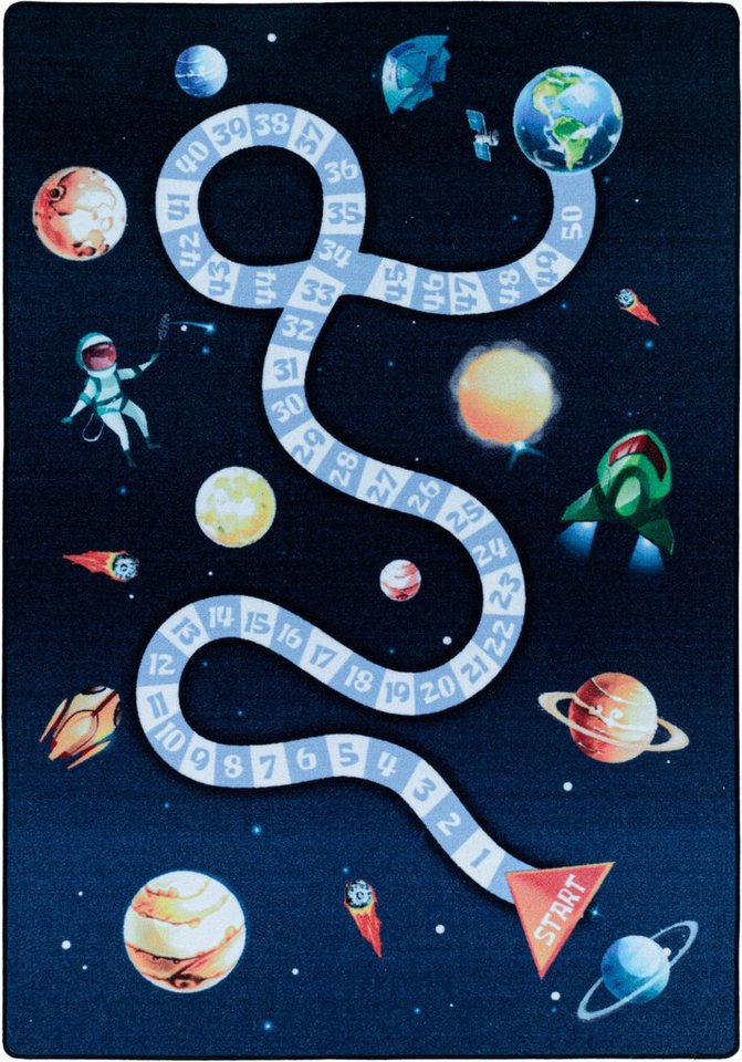 Ayyildiz Teppiche Kinderteppich PLAY 2910, rechteckig, Höhe: 6 mm, robuster Kurzflor, Weltall, Zahlen Spiele Hüpf Teppich, Kinderzimmer – Bild 3 von 5