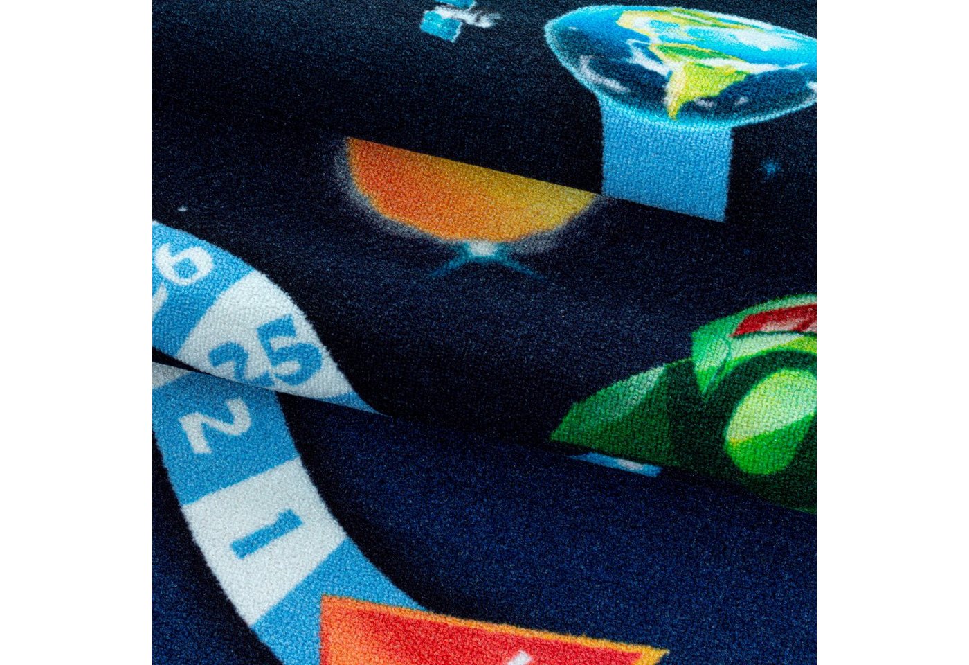 Ayyildiz Teppiche Kinderteppich PLAY 2910, rechteckig, Höhe: 6 mm, robuster Kurzflor, Weltall, Zahlen Spiele Hüpf Teppich, Kinderzimmer – Bild 4 von 5