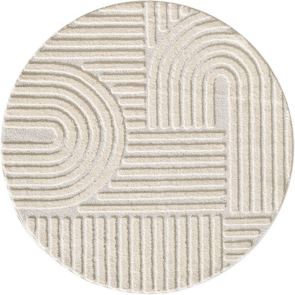 Ayyildiz Teppiche Teppich ART 1121, auch als Läufer und in Rund erhältlich, rund, Höhe: 20 mm, Boho Design, 3D Optik, Struktur Hoch Tief, skandinavisch, Wohnzim