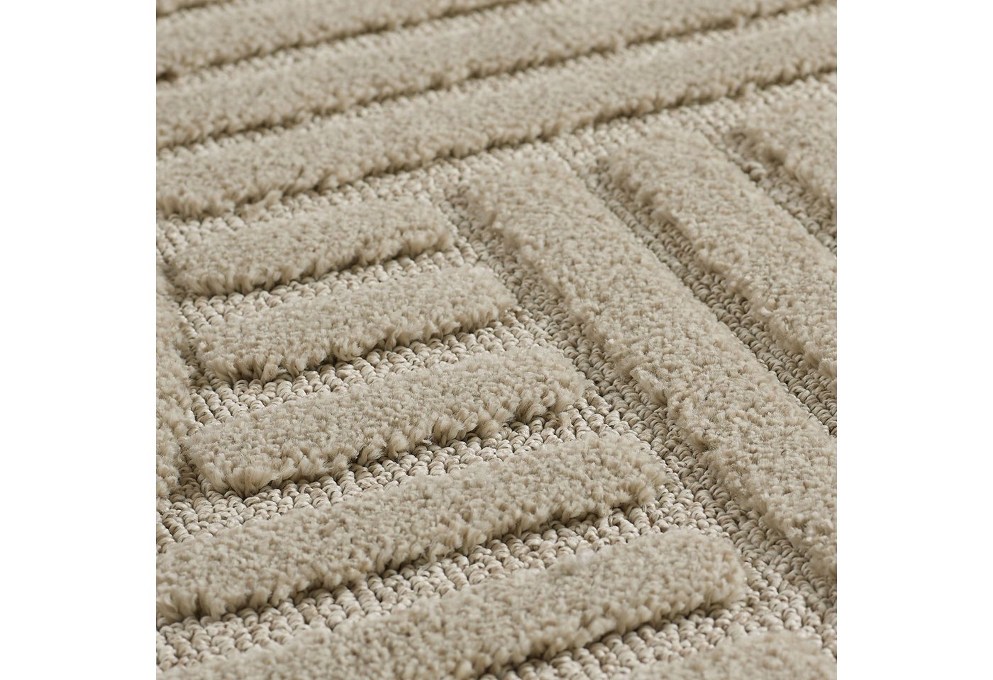Ayyildiz Teppiche Teppich ART 1121, auch als Läufer und in Rund erhältlich, rund, Höhe: 20 mm, Boho Design, 3D Optik, Struktur Hoch Tief, skandinavisch, Wohnzim – Bild 4 von 4