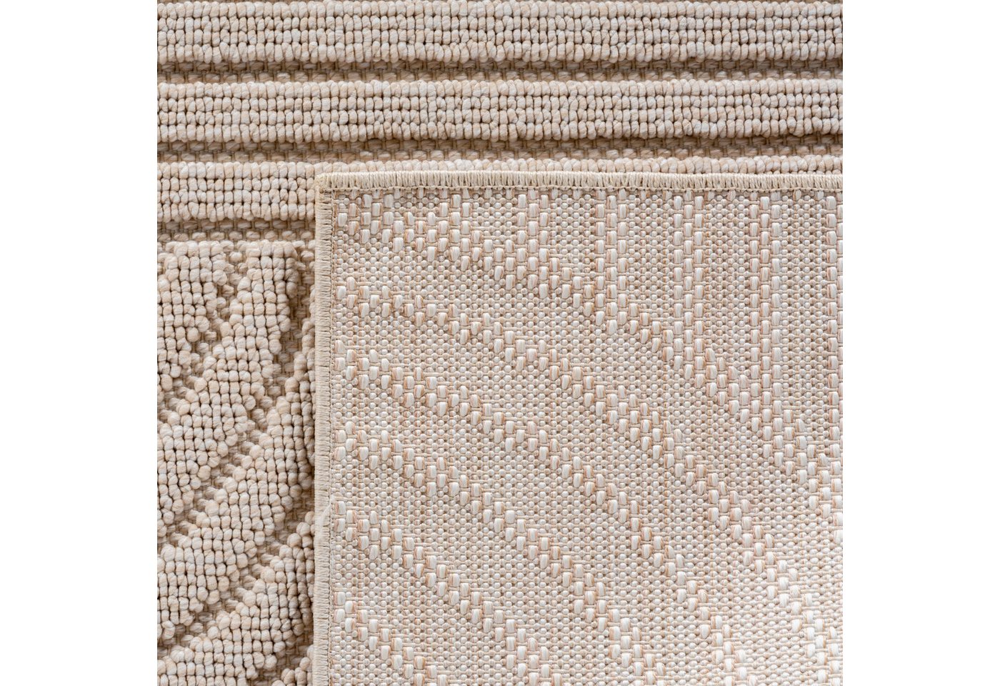 Ayyildiz Teppiche Teppich HELIX 2201, auch als Läufer und Rund erhältlich, rund, Höhe: 7 mm, 3D-Effekt durch Cut-Loop-Webtechnik, Woll-Optik, Bouclé, Wohnzimmer – Bild 3 von 5