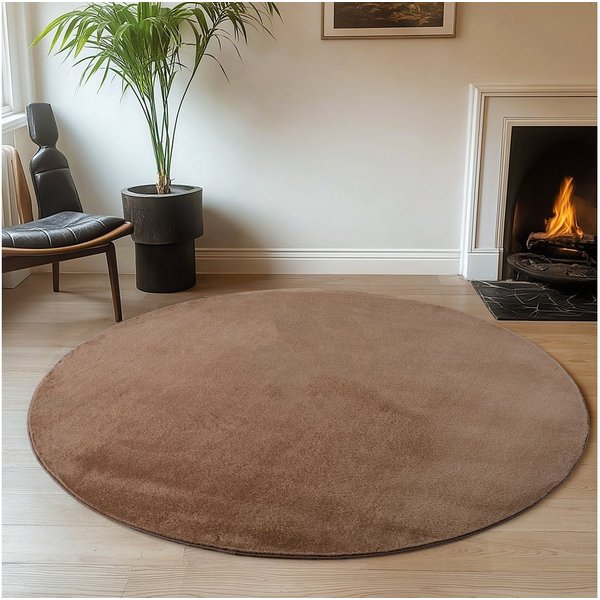Ayyildiz Teppiche Teppich JOY 1400, auch als Läufer und in Rund erhältlich, rund, Höhe: 11 mm, besonders weich, uni Kurzflor, Wohnzimmer, Kinderzimmer