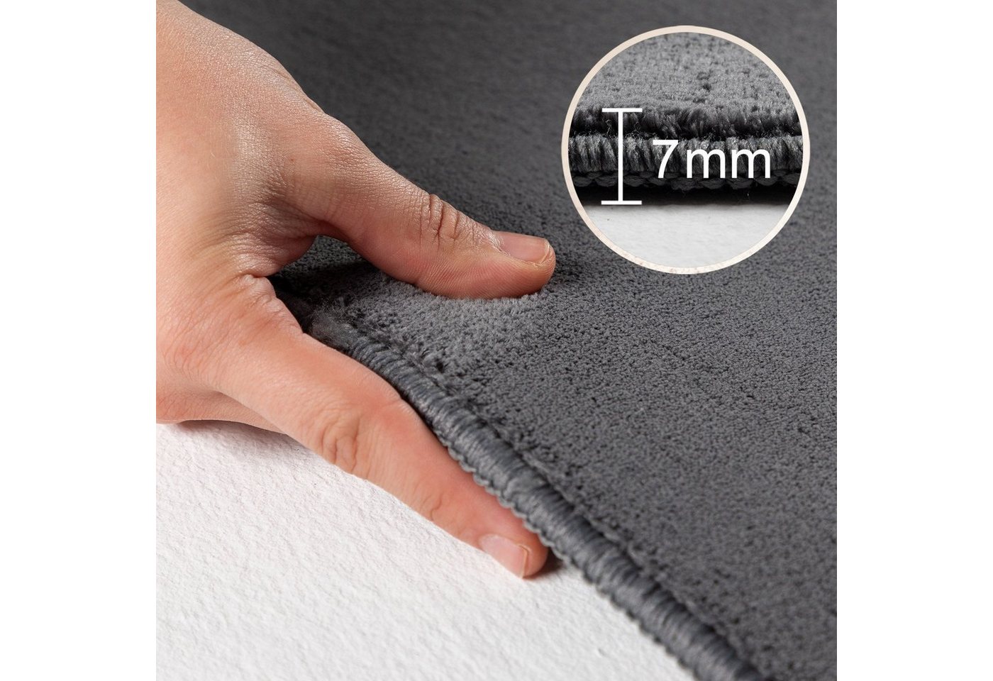 Ayyildiz Teppiche Teppich SKY 5400, auch als Läufer und in Rund erhältlich, rechteckig, Höhe: 7 mm, besonders weich, Softflor, waschbar, uni, Wohnzimmer – Bild 4 von 5