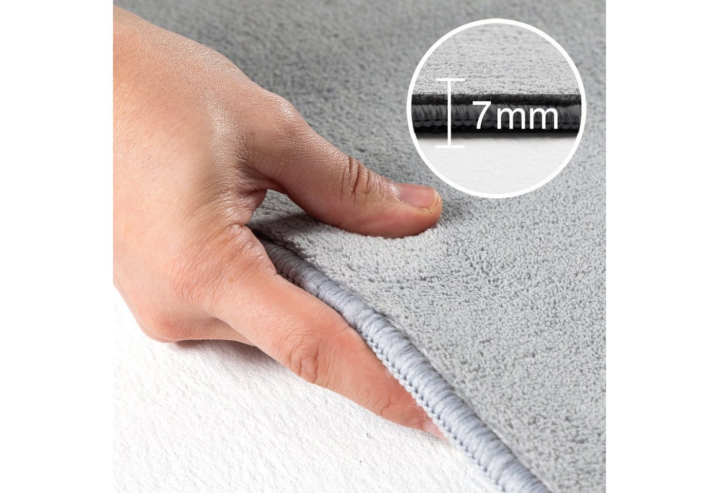 Ayyildiz Teppiche Teppich SKY 5400, auch als Läufer und in Rund erhältlich, rechteckig, Höhe: 7 mm, besonders weich, Softflor, waschbar, uni, Wohnzimmer – Bild 4 von 5
