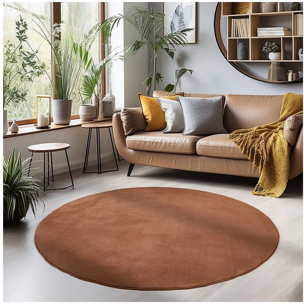 Ayyildiz Teppiche Teppich SKY 5400, auch als Läufer und in Rund erhältlich, rund, Höhe: 7 mm, besonders weich, Softflor, waschbar, uni, Wohnzimmer