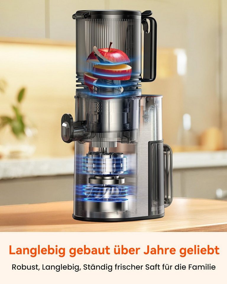 Azmsary Slow Juicer mit 130mm Einfüllöffnung, 99,6% Saftausbeute & BPA-frei, 250 W – Bild 3 von 5