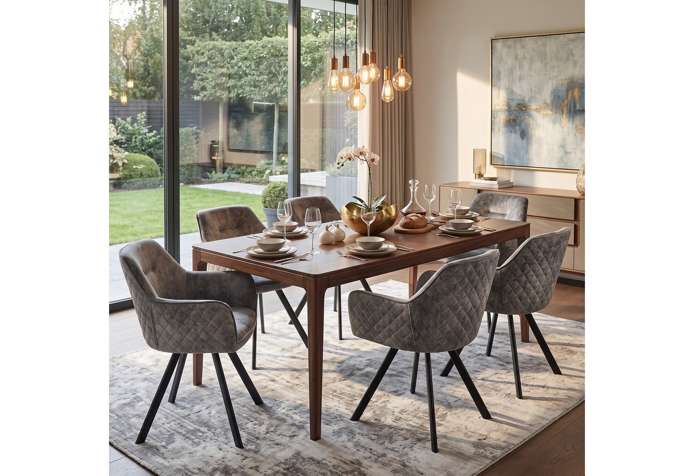 B&D home 4-Fußstuhl CYRUS, Esszimmer Stühle, Polsterstühle, Armlehnstühle, Küchenstühle (Set, 2 St), mit Armlehnen, Stahlbeine, bis 120 kg belastbar, für Esszim – Bild 5 von 5