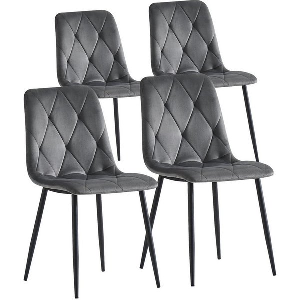 B&D home 4-Fußstuhl VICKA (Set, 4 St), Polsterstuhl aus Samt für Esszimmer und Küche
